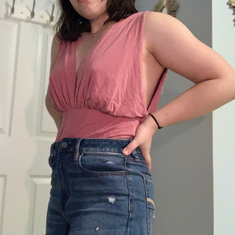Light pink low cut bodysuit